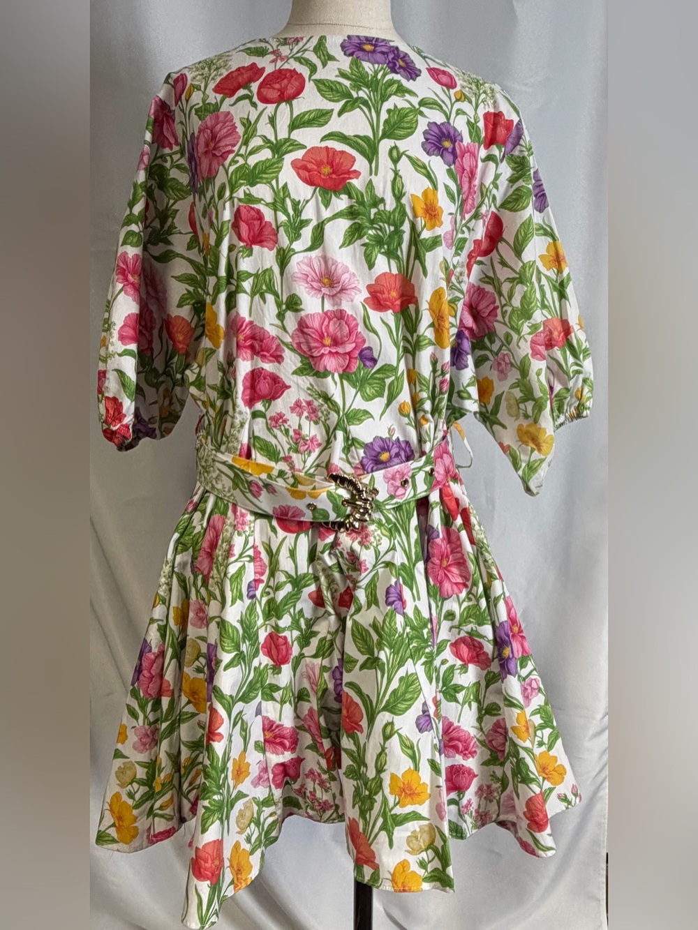 NWT Prosperina Floral Swing Dress Belted Garden Print Dress Size Large
